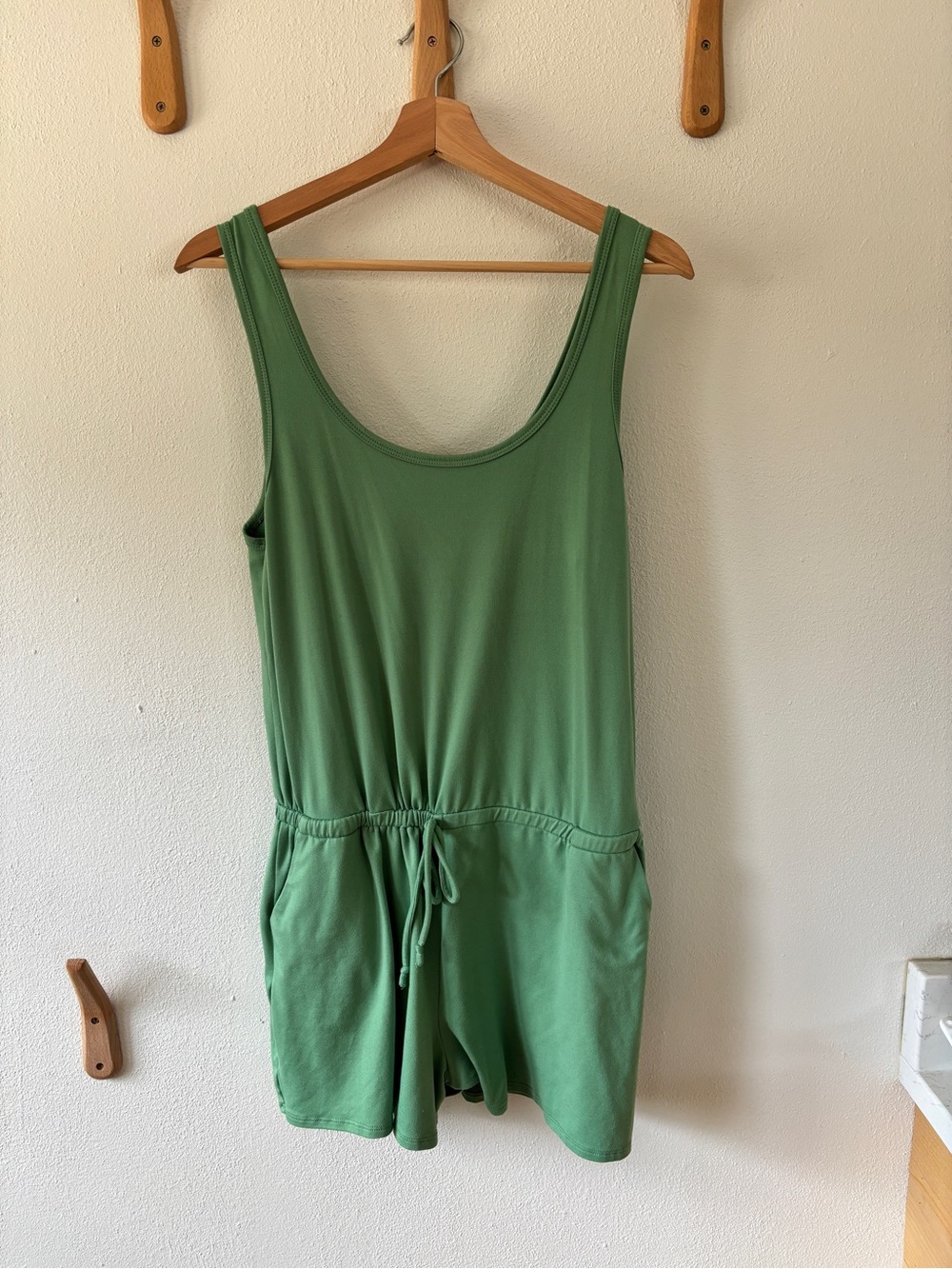 Green Sleeveless Drawstring Romper